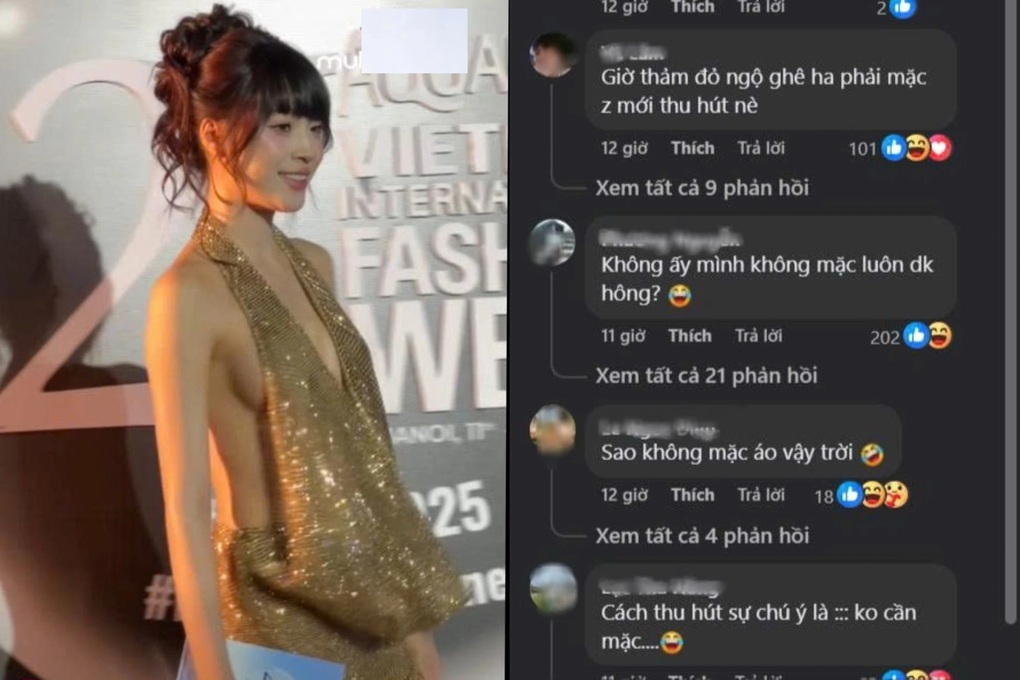 Hoa hậu suýt lộ ngực trên thảm đỏ thời trang ở Hà Nội gây tranh cãi - 1 Hoa hậu suýt lộ ngực trên thảm đỏ thời trang ở Hà Nội gây tranh cãi - 1