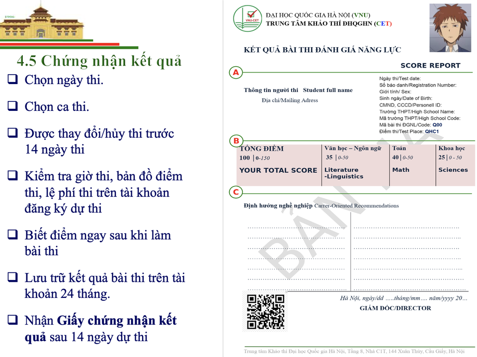 Thông tin mới nhất về Bài thi đánh giá năng lực vào Đại học Quốc gia Hà Nội - 8 Thông tin mới nhất về Bài thi đánh giá năng lực vào Đại học Quốc gia Hà Nội - 8