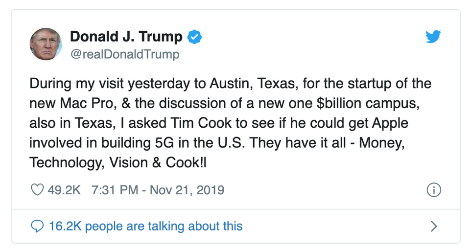Tổng thống Trump bị chê không biết gì về Apple hay 5G nhưng cứ nói quá - 2 Tổng thống Trump bị chê không biết gì về Apple hay 5G nhưng cứ nói quá - 2
