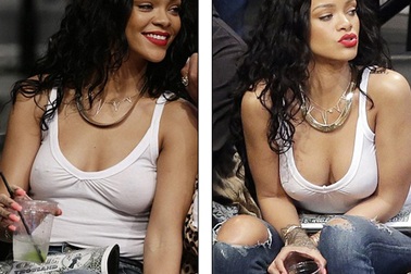 Rihanna “thoáng mát” đi xem bóng rổ