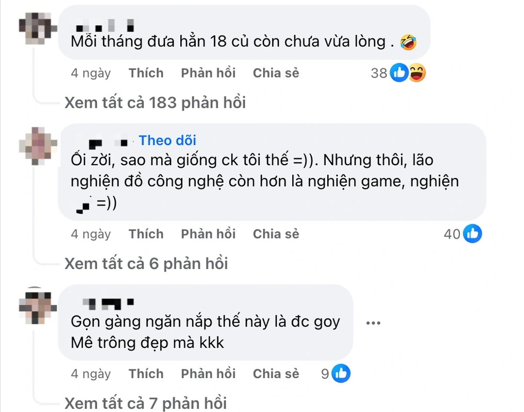 Tranh cãi chuyện vợ tiêu dè sẻn, chồng chi hàng chục triệu đồng vì thú vui - 3 Tranh cãi chuyện vợ tiêu dè sẻn, chồng chi hàng chục triệu đồng vì thú vui - 3