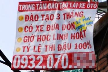 “Choáng” với quảng cáo đào tạo lái xe... đậu 99%