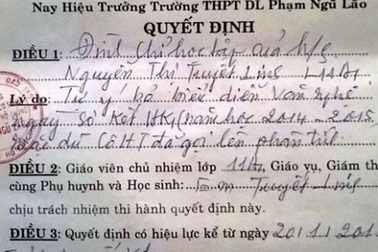 Hiệu trưởng giả quyết định đình chỉ học tập để dạy học trò?