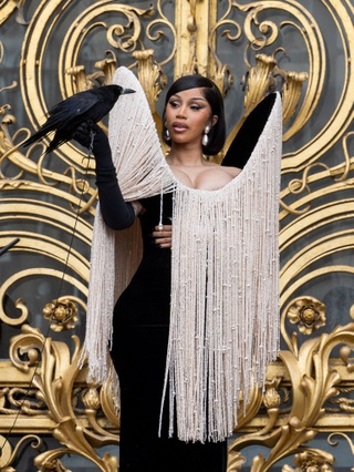 Cardi B gây sốc khi diện váy nhô cao đến đỉnh đầu, tạo dáng cùng quạ đen - 3