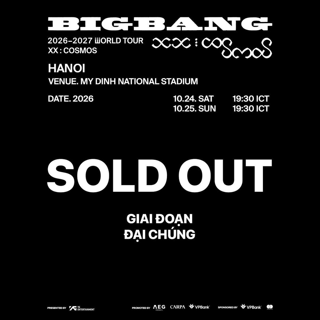 Hết toàn bộ vé 2 đêm diễn của BIGBANG tại Hà Nội - 1 Hết toàn bộ vé 2 đêm diễn của BIGBANG tại Hà Nội - 1