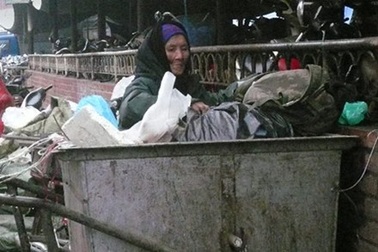 Cụ bà 84 tuổi bới rác khai xuân