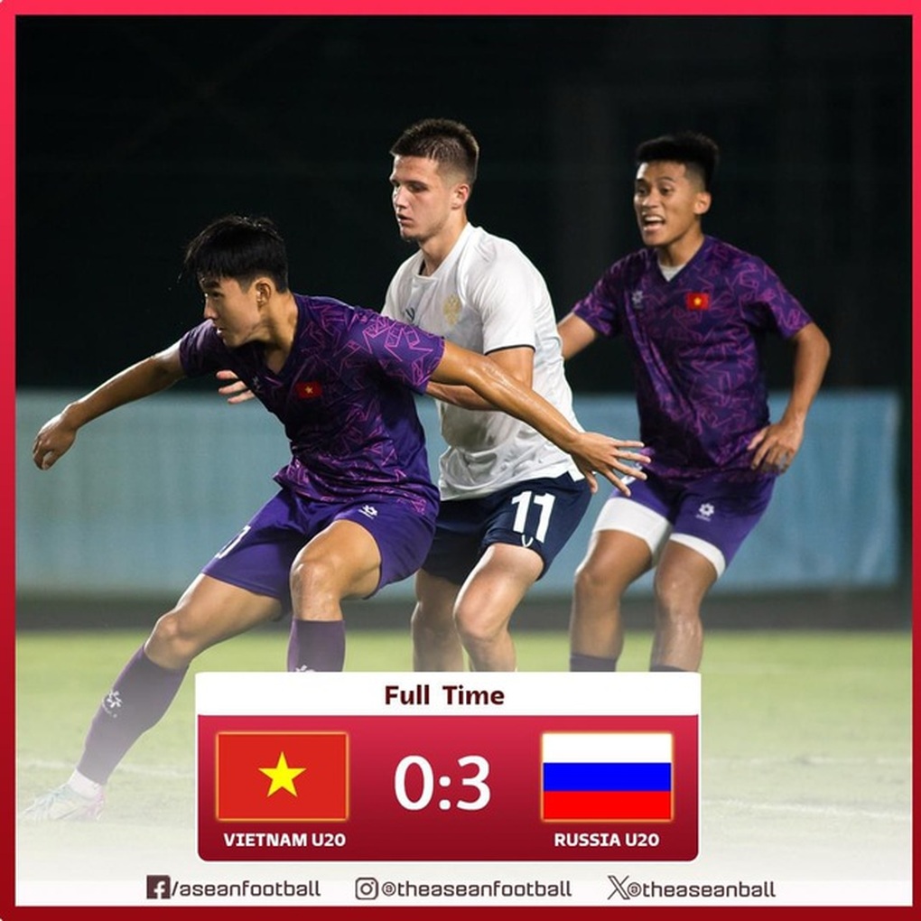 Sau đội tuyển quốc gia, U20 Việt Nam thua đậm U20 Nga - 2