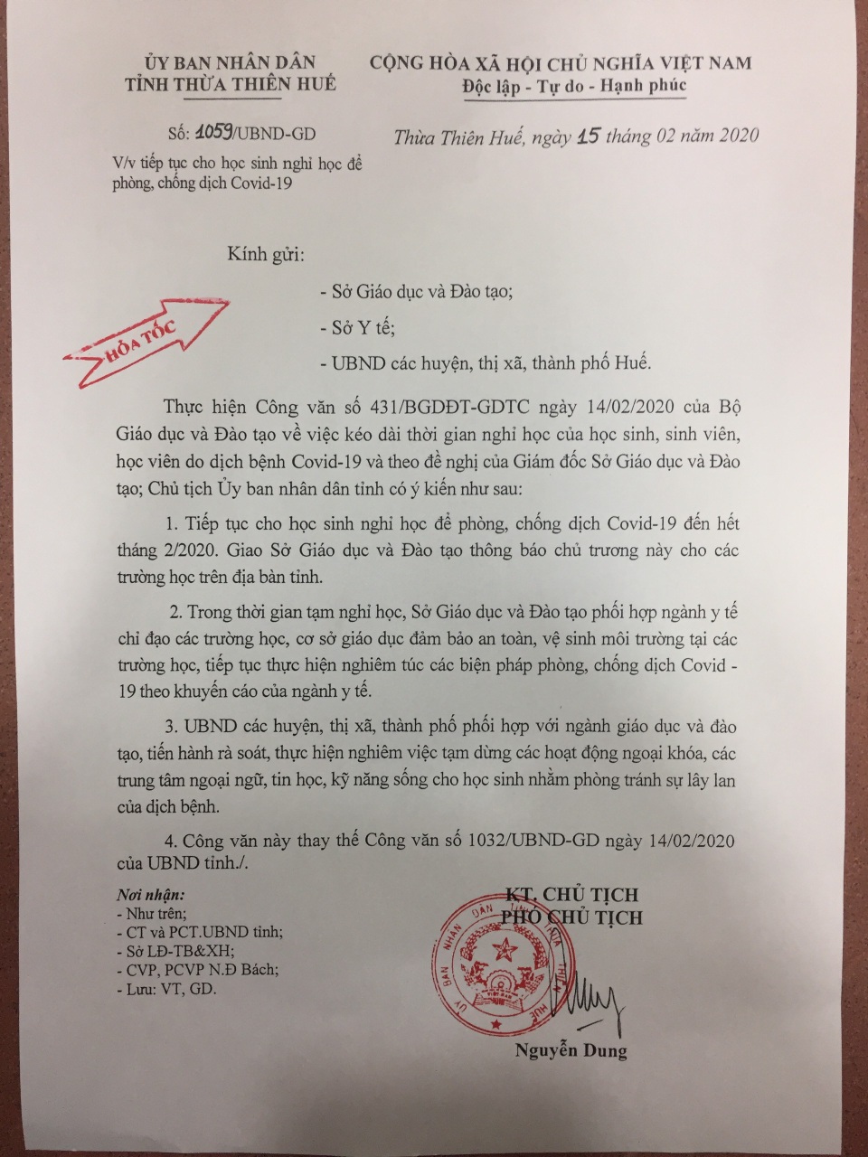 Thừa Thiên Huế: HS nghỉ tiếp đến hết tháng 2, SV nghỉ đến hết 23/2 - 1 Thừa Thiên Huế: HS nghỉ tiếp đến hết tháng 2, SV nghỉ đến hết 23/2 - 1
