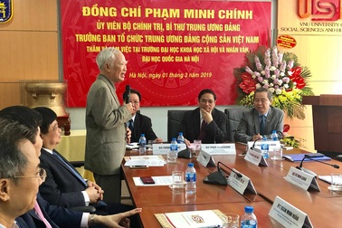 Trưởng ban Tổ chức TƯ Phạm Minh Chính làm việc tại trường ĐH KH Xã hội và Nhân văn