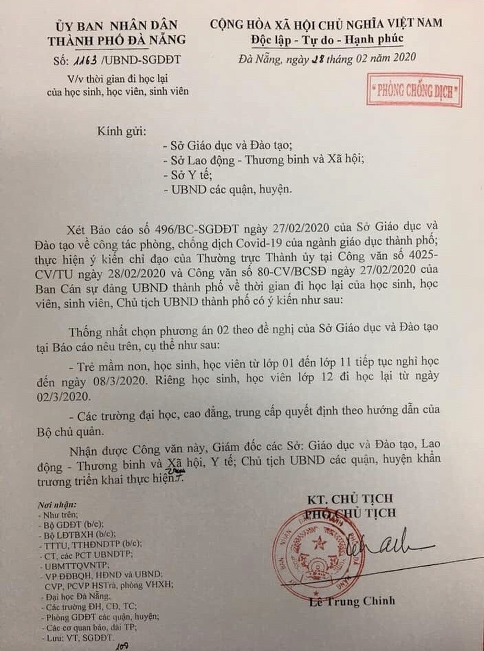 Học sinh Đà Nẵng tiếp tục nghỉ học đến hết ngày 8/3, trừ học sinh lớp 12 - 1 Học sinh Đà Nẵng tiếp tục nghỉ học đến hết ngày 8/3, trừ học sinh lớp 12 - 1