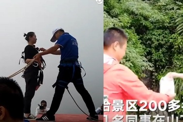 Cô gái đu dây xuống núi xuống mỗi ngày để giao 200 suất ăn