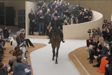Thần thái đỉnh cao của nữ quý tộc cưỡi ngựa trong show thời trang quốc tế