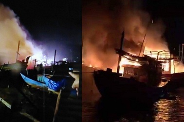 4 tàu cá bất ngờ bốc cháy trong đêm