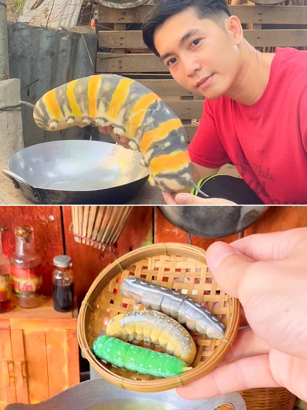 9X Việt gây sốt vì clip nấu ăn với sâu, gián... khổng lồ - 4 9X Việt gây sốt vì clip nấu ăn với sâu, gián... khổng lồ - 4