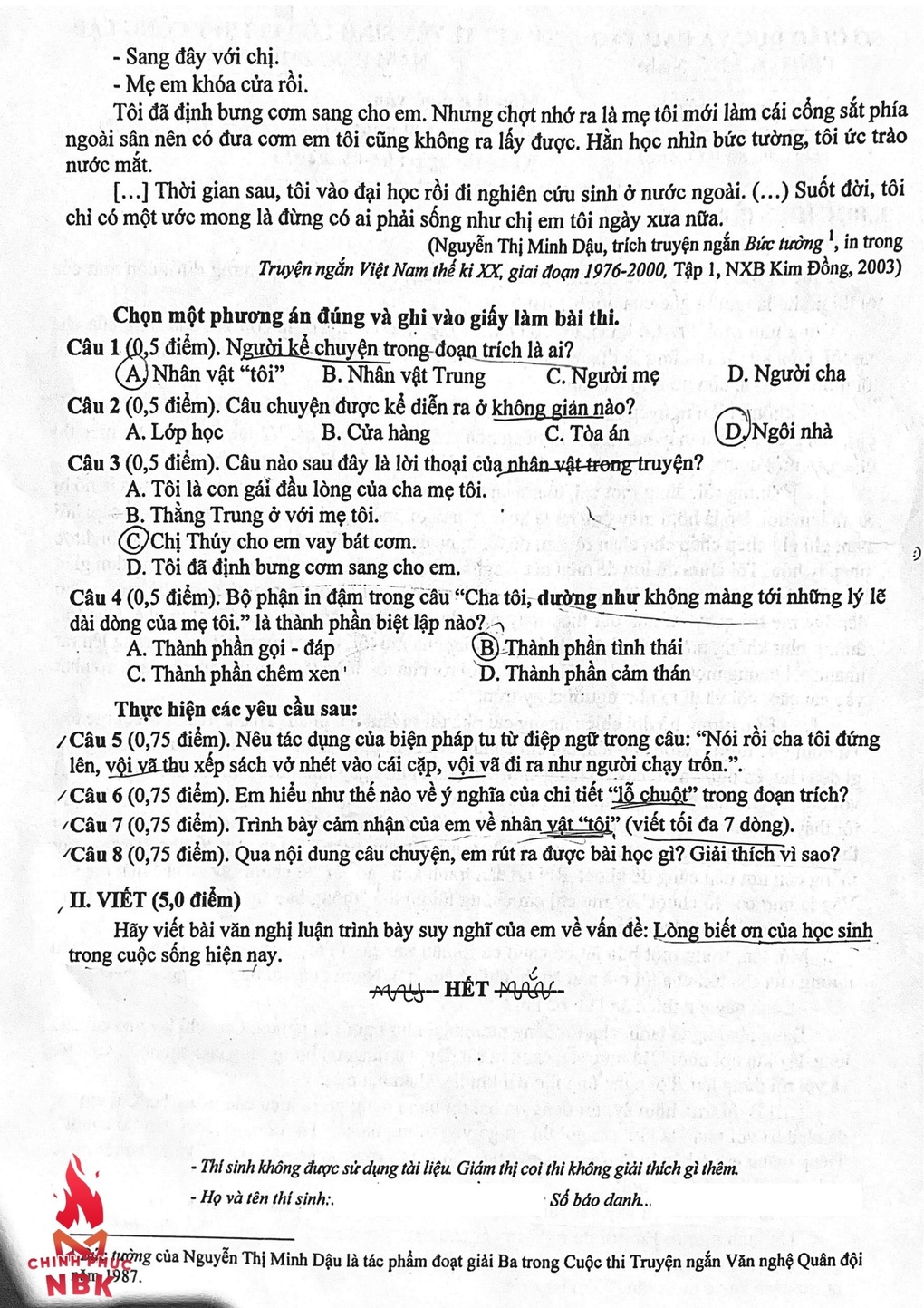 សំណួរ និងចម្លើយសម្រាប់ 3 មុខវិជ្ជាចូលរៀនថ្នាក់ទី 10 នៅខេត្ត Quang Nam ឆ្នាំ 2025 - 2 Đề thi và đáp án 3 môn thi vào lớp 10 tỉnh Quảng Nam năm 2025 - 2