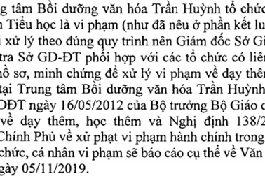 Cà Mau: Phát hiện Trung tâm bồi dưỡng văn hóa tổ chức dạy thêm không đúng đối tượng