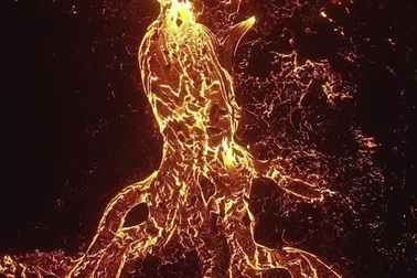 Những dòng nham thạch nóng bỏng tạo ra một cảnh tượng đẹp mắt