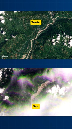 Hình ảnh vệ tinh cho thấy sức tàn phá khủng khiếp của lũ quét ở Nepal