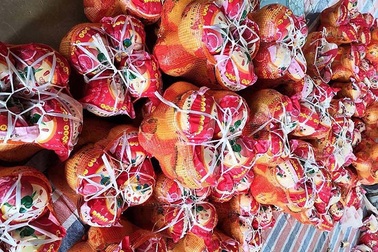 Bưởi Trung Quốc ruột đỏ au: Vỏ vàng không hạt, ngày bán cả tấn