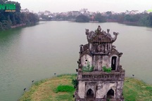 Hình ảnh lạ về Quy Sơn tháp giữa Hồ Gươm