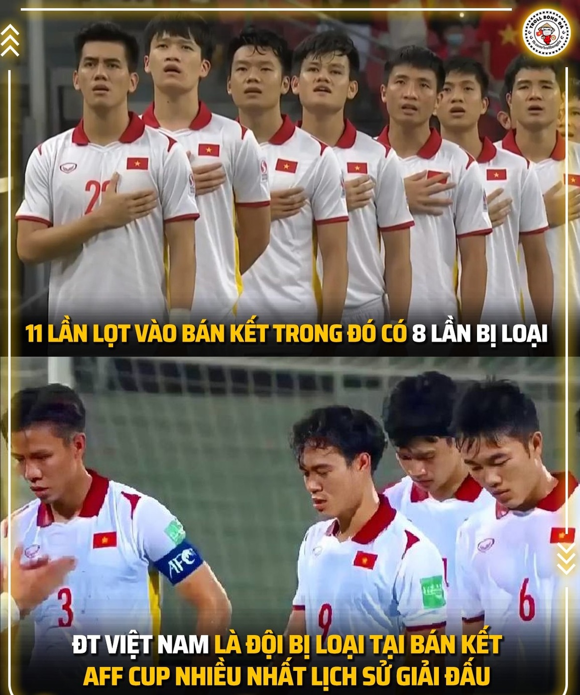 Một kỷ lục buồn của đội tuyển Việt Nam (Ảnh: Troll bóng đá). Một kỷ lục buồn của đội tuyển Việt Nam (Ảnh: Troll bóng đá).