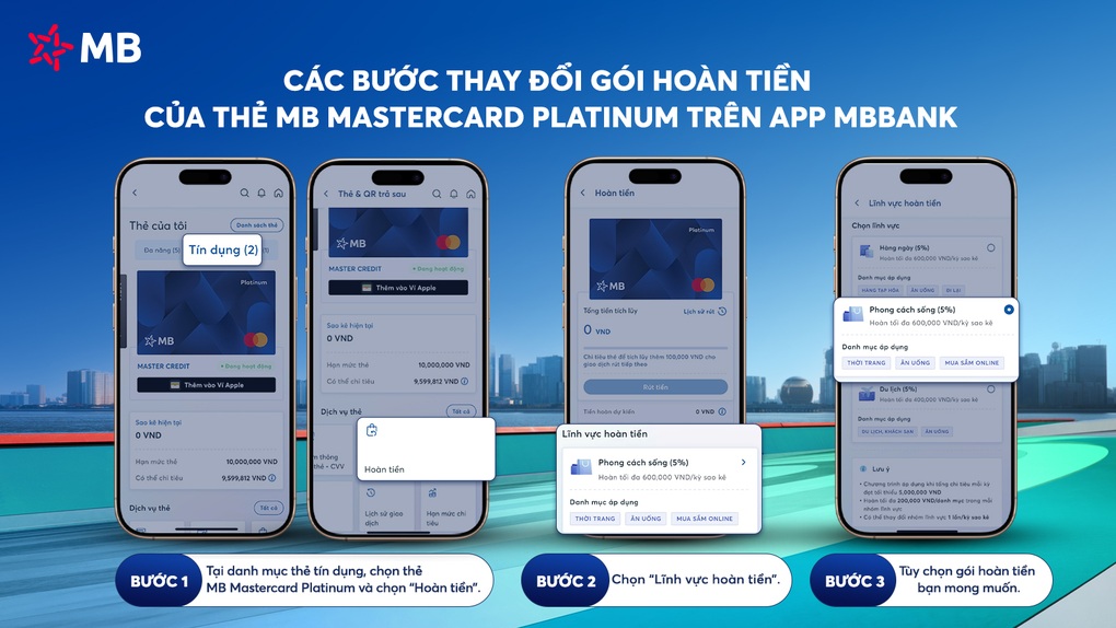 Chủ thẻ MB Mastercard Platinum thoải mái điều chỉnh ưu đãi hoàn tiền mỗi tháng - 3 Chủ thẻ MB Mastercard Platinum thoải mái điều chỉnh ưu đãi hoàn tiền mỗi tháng - 3