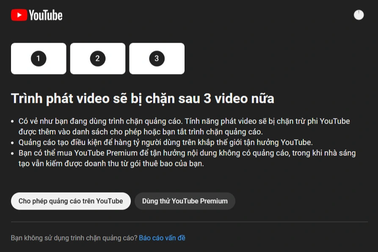 YouTube "ép" người dùng trả phí hoặc xem quảng cáo