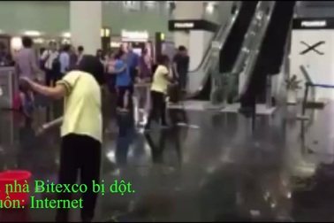 Tòa nhà cao nhất TPHCM bị nước mưa "tấn công", mưa dột, nước trút xuống như... thác.