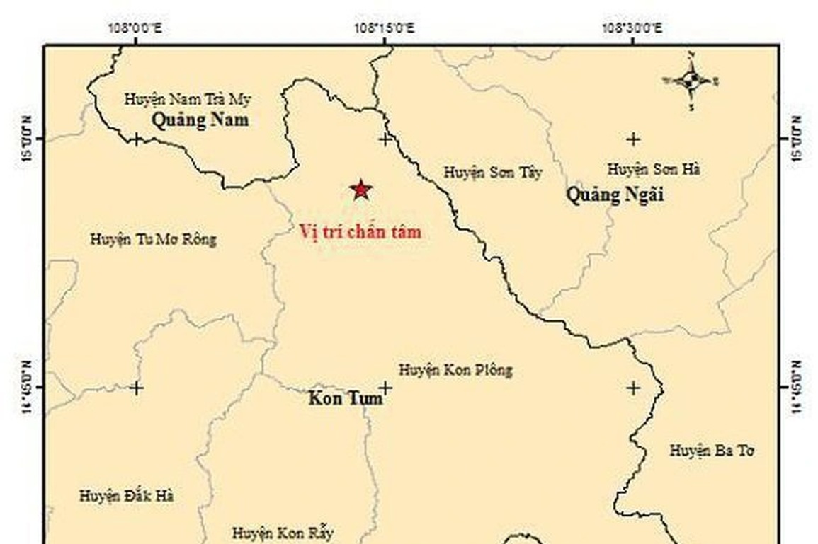 Một buổi sáng xảy ra 5 trận động đất tại Kon Tum - 1 Một buổi sáng xảy ra 5 trận động đất tại Kon Tum - 1