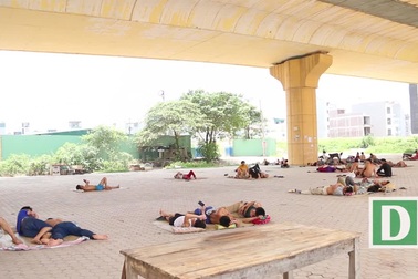 Gầm cầu thành nơi trốn nắng "như đổ lửa" ở Hà Nội