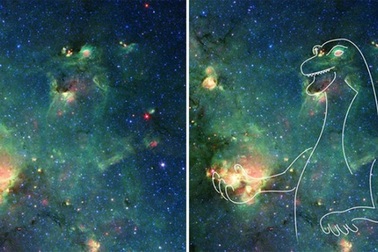 Ngỡ ngàng "quái vật Godzilla" xuất hiện trong đám mây vân tinh