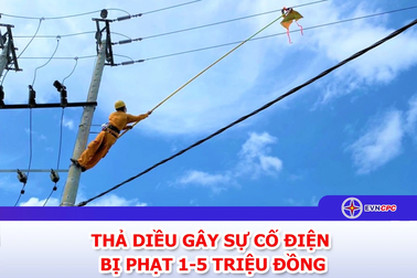 EVNCPC cảnh báo nguy cơ mất an toàn điện do thả diều