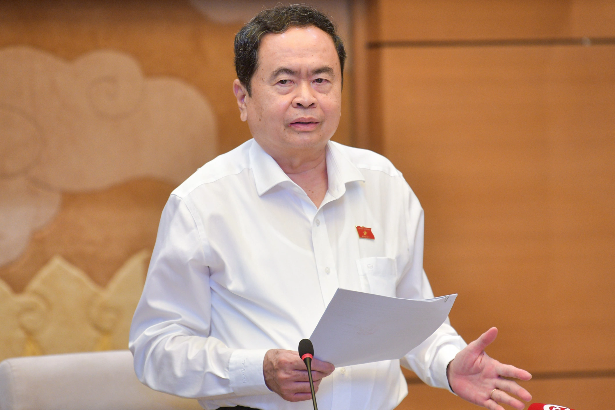 Phó Chủ tịch Thường trực Quốc hội Trần Thanh Mẫn phát biểu tại phiên họp (Ảnh: Phạm Thắng).