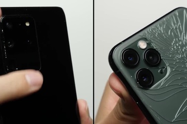 Đọ độ bền Galaxy S20 Ultra và iPhone 11 Pro Max khi thả rơi tự do