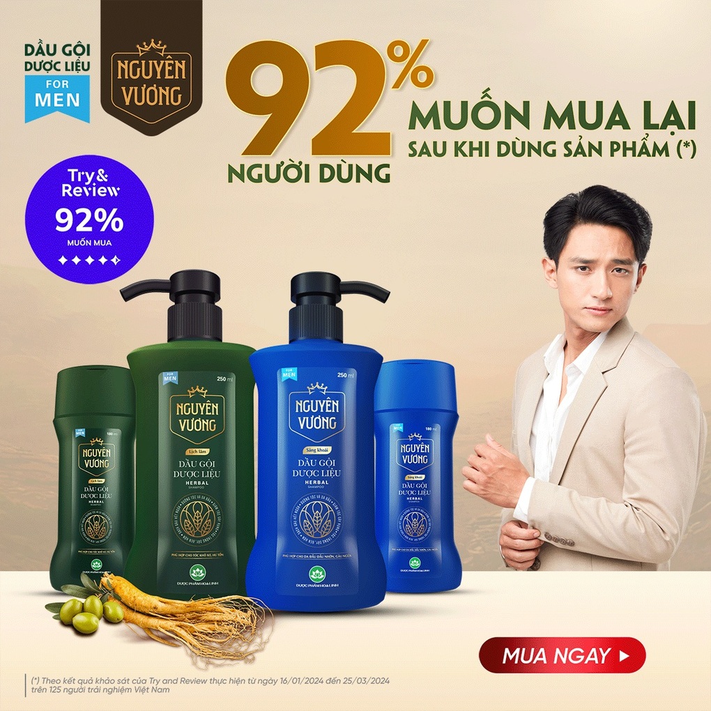 Hơn 90% người dùng đồng ý đề cử và mua lại dầu gội dược liệu Nguyên Vương - 2 Hơn 90% người dùng đồng ý đề cử và mua lại dầu gội dược liệu Nguyên Vương - 2