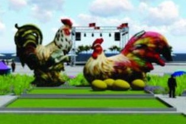 Dựng gà “khủng” cao 5,5m đón Tết Đinh Dậu