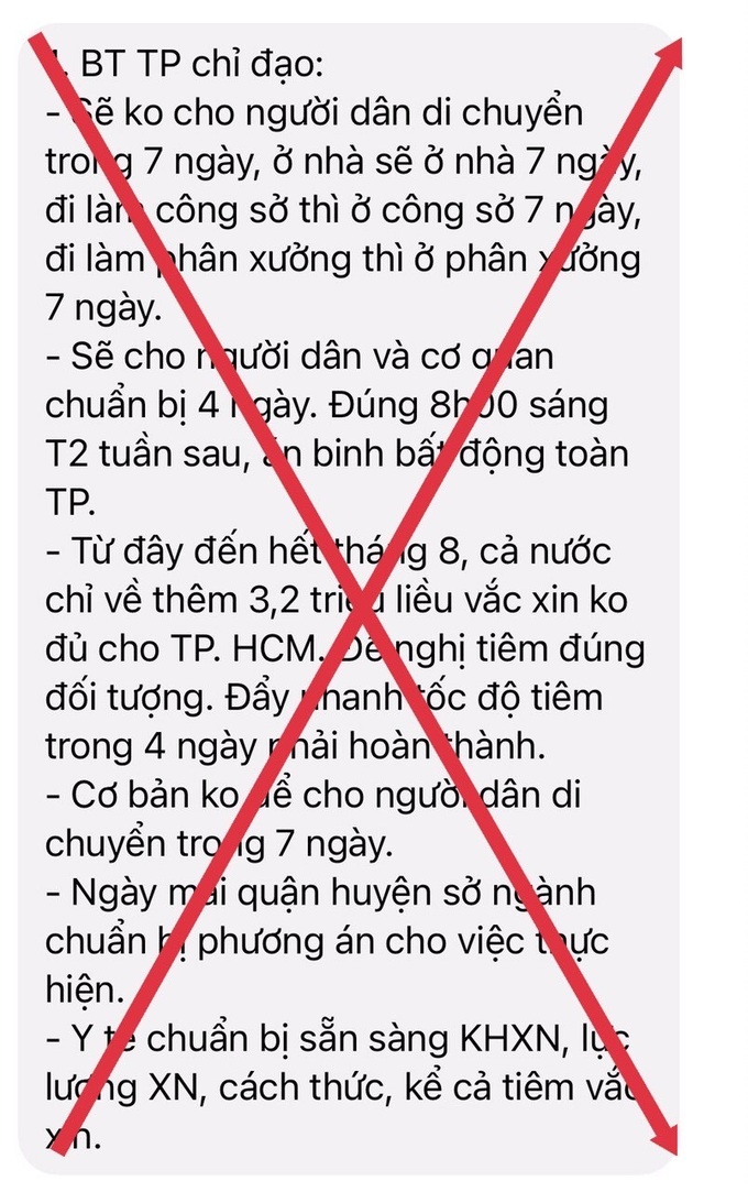 Thông tin “không cho người dân di chuyển trong 7 ngày” là giả mạo - Ảnh 1.