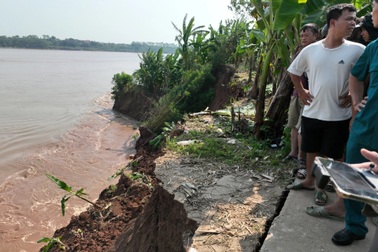Sạt lở bờ sông uy hiếp xóm làng ở Phú Thọ