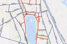 Bản đồ phân luồng giao thông tuyến phố đi bộ khu vực Hồ Gươm