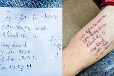 Chuyện cảm động về người cha xăm những nét chữ đầu đời của con lên tay