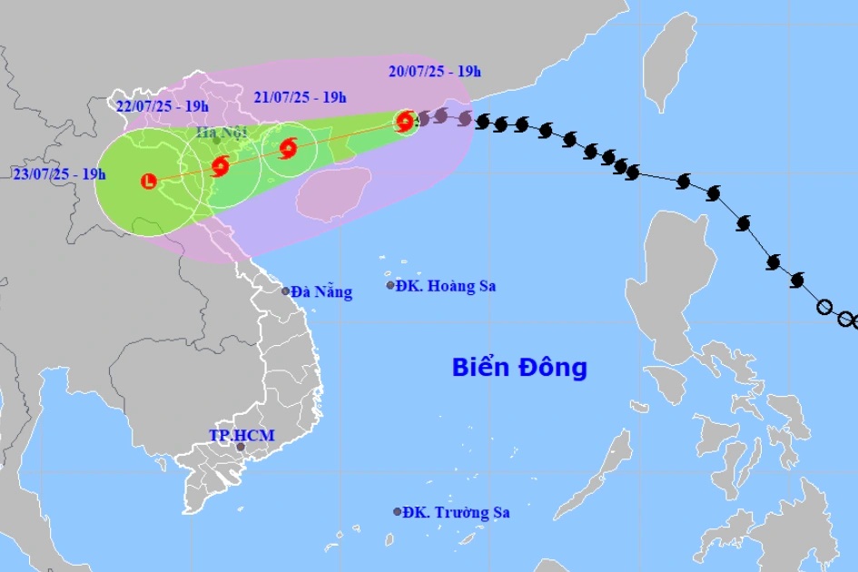Bão Wipha giảm một cấp, giật cấp 12 vào ngày 22/7 - 1