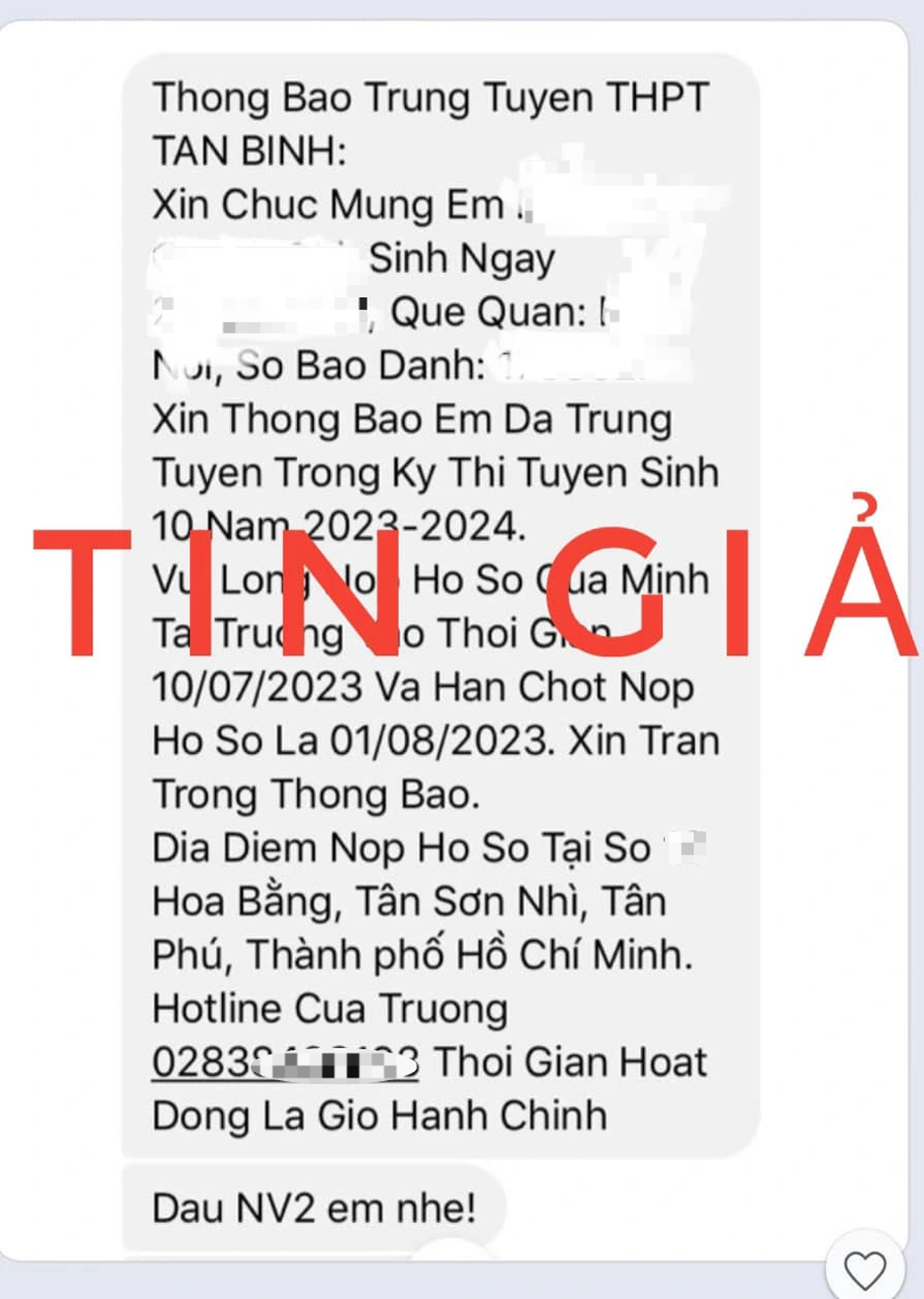 Xuất hiện tin nhắn lừa đảo trúng tuyển vào lớp 10 tại TPHCM - 2 Xuất hiện tin nhắn lừa đảo trúng tuyển vào lớp 10 tại TPHCM - 2