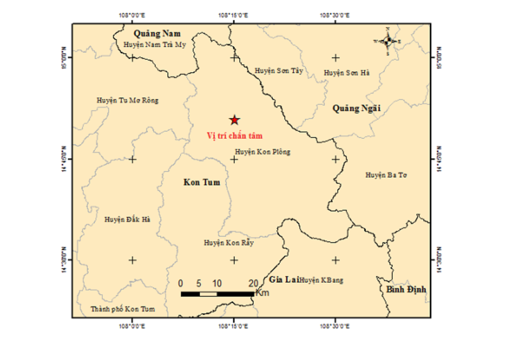Hai trận động đất ở Kon Tum và biên giới gần Lai Châu - 1 Hai trận động đất ở Kon Tum và biên giới gần Lai Châu - 1