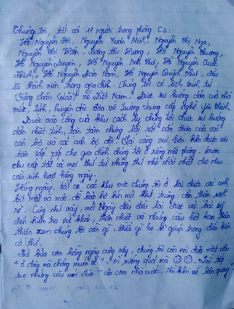 Xúc động những dòng thư tri ân tại khu cách ly tập trung - 3 Xúc động những dòng thư tri ân tại khu cách ly tập trung - 3