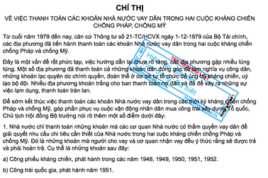 Bộ Tài chính đôn đốc trả nợ tiền vay dân trong 2 cuộc kháng chiến