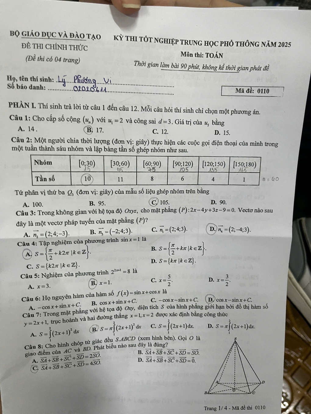 Đề toán thi tốt nghiệp THPT năm 2025 ra hướng mới - 14 Đề toán thi tốt nghiệp THPT năm 2025 ra hướng mới - 14