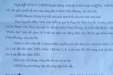 Hà Nội: Bất chấp pháp luật, trưởng thôn ký phiếu thu giao 16 lô đất trái thẩm quyền