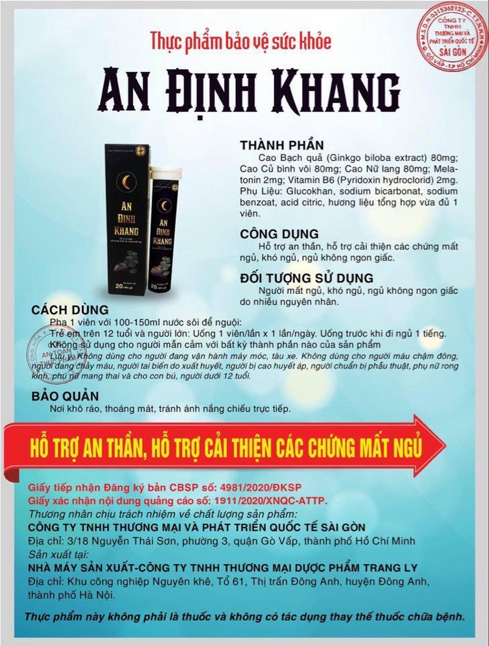 TPBVSK An Định Khang: Xua tan nỗi lo mất ngủ - 2 TPBVSK An Định Khang: Xua tan nỗi lo mất ngủ - 2