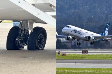 Máy bay Mỹ bị nổ lốp vì phanh gấp để tránh va chạm