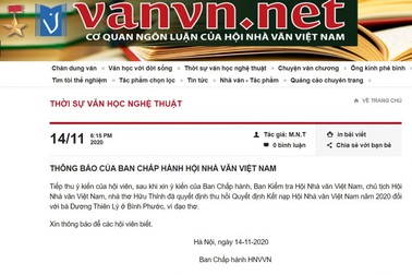 Hội Nhà văn Việt Nam thu hồi quyết định kết nạp một hội viên vì “đạo thơ”